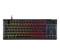 Corsair K55 CORE TKL RGB Gaming Keyboard - Tenkeyless, 8-Zone RGB, Quiet Membrane Keys, Spill Resistant, Media Keys, 1000Hz Polling - UK Layout - Black