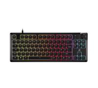 Corsair K55 CORE TKL RGB Gaming Keyboard - Tenkeyless, 8-Zone RGB, Quiet Membrane Keys, Spill Resistant, Media Keys, 1000Hz Polling - UK Layout - Black