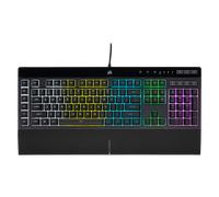 CORSAIR K55 RGB PRO Membrane Wired Gaming Keyboard - IP42 Dust and Spill-Resistant - 6 Macro Keys with Elgato Integration - iCUE Compatible - QWERTY UK - PC, Mac, Xbox - Black