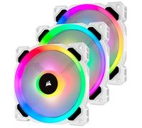 Corsair LL120 RGB 120mm Dual Light Loop White Case Fan - Triple Pack with Lighting Node PRO