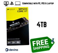 Corsair MP600 CORE XT 4TB PCIe Gen4 x4 NVMe M.2 SSD - High-Density QLC NAND - M.2 2280 - DirectStorage Compatible - Up to 5,000MB/sec - Great for PCIe 4.0 Notebooks and Desktops - Black