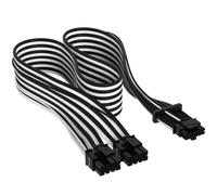 Corsair Premium 600W PCIe 5.0 / Gen 5 12VHPWR PSU Cable - Fits Type-4 PSUs via Dual 8-pin PCIe - 12+4pin Connector - Mesh Paracord Sleeving - Black/White