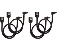 Corsair Premium Sleeved SATA Cable - SATA 6Gbps 30cm, 90° Connector, Black (Pack of 2)