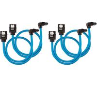 Corsair Premium Sleeved SATA Cable - SATA 6Gbps 30cm, 90° Connector, Blue (Pack of 2)