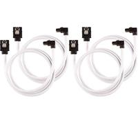 Corsair Premium Sleeved SATA Cable - SATA 6Gbps 60cm, 90° Connector, White (Pack of 2)