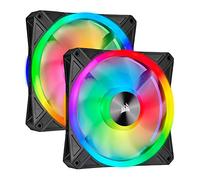 Corsair QL140 RGB 140mm PWM Dual Fan Kit with Lighting Node Core (68 RGB LEDs, Low-Noise) - Black