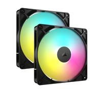CORSAIR RS140 ARGB 140mm PWM Fans - Daisy-Chain Connection - Low-Noise - Magnetic Dome Bearing - Dual Pack - Black