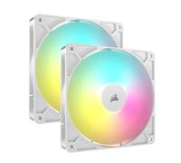 Corsair RS140 ARGB 140mm PWM Fans - Daisy-Chain Connection - Low-Noise - Magnetic Dome Bearing - Dual Pack - White