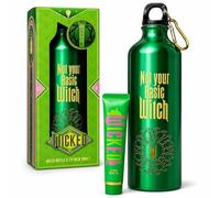 Corsair Toiletries Wicked "Not Your Basic Witch" Gift Set - 750ml Green Metal Water Bottle with Carabiner & Green Tea Lip Balm
