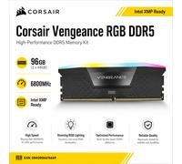 CORSAIR VENGEANCE RGB DDR5 RAM 96GB (2x48GB) 6800MHz CL40 Intel XMP iCUE Compatible Computer Memory - Black (CMH96GX5M2B6800C40)