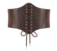 Corset Belt, Elasticated Belt for Women Pirate Costume Adult Women Pirate Corset Catwoman Accessories Leather Corset Belt Waist Corset for Cosplay Pirate Catwoman (Coffee, 73 cm)