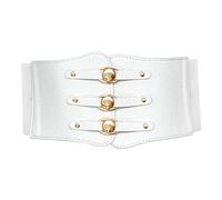 Corset Belt Under Bust Corsets Wide Leather Waist Cincher For Daily Punk Dresses, Gothic Rockabilly Costume, Steampunk Belly Dance Vampire Clubwear, Bustier Fashion Accessory (White)