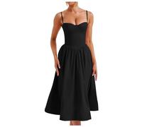 Corset Dress for Women Strap Bustier Midi Dresses Flowy Pleated Hem Corset Petite Cocktail Dresses