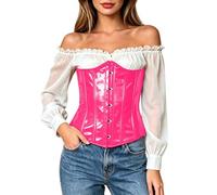 Corset Too, Shaping Cincher Corsets Steel Boned Waist Trainer Glossy Latex Bodysuit Slimming Underbust Bustier For Control Firm