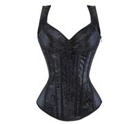 Corset Top for Women's Christmas, Halloween, Pirate Party, Wedding, Cosplay, Gothic Costumes Plus Size, Adjustable Shoulder Strap, Laced Up Back, 90% Polyester, 10% Elastane, Bustier
