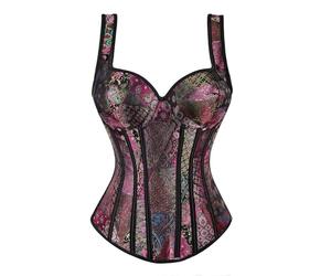 Corset Top for Women's Christmas, Halloween, Pirate Party, Wedding, Cosplay, Gothic Costumes Plus Size, Adjustable Shoulder Strap, Laced Up Back, 90% Polyester, 10% Elastane, Bustier
