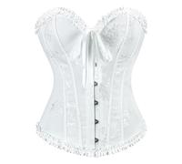 Corset Top for Women's Christmas, Lace Up Boned Overbust Corset Bustier Renaissance Gothic Bustier Shapewear Lingerie Ruffle Trim Waist Plus Size Costume Christmas, Pirate Party, Wedding