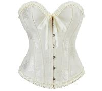 Corset Top for Women's Christmas, Lace Up Boned Overbust Corset Bustier Renaissance Gothic Bustier Shapewear Lingerie Ruffle Trim Waist Plus Size Costume Christmas, Pirate Party, Wedding
