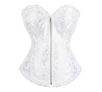 Corset Top Women White Burlesque Costumes Overbust Lace-up Gothic Boned Corset Bustier Retro Overbust Halloween Party Underbust Shapewear Bridal Lingerie Push Up Bodysuit Waist Cincher Bodyshaper