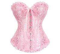 Corset Top Women's Push Up Bustier Corset Top for Women Full Breast Corset Lace-up Corset Waist Shaper Lingerie with Jacquard Pattern Bone Design Gothic Vintage Corsage Bustier, RD1, L