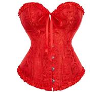 Corset Tops for Women Halloween Costume Lace Up Boned Overbust Red Corset Bustier Shapewear Lingerie Bodyshaper Top Plus Size Push Bodysuit S