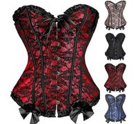 Corset Tops for Women Lace Waist Push up Bodysuit Sexy Boned Overbust Corset Lingerie Bodyshaper Top Shapewear Black White Pink Blue Corsets