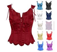 Corset Tops for Women with Straps UK Sale, Lace up Satin Boned Corset Women's Gothic Corsets Cinchers Overbust Bodysuit Sexy Lingerie Punk Basque Corset Bustier Shapewear Waist Cincher Bodice