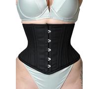 Corsets Island Black Cotton Corset Heavy Duty Underbust Double Steel Boned Waist Training Womens Corset (UK, Alpha, XL, Regular, Regular, Black)