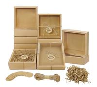 Corsiampoo 30 Sets Brown Kraft Gift Boxes with Clear Lids, 6.5x6.5x2 Inch, with Blank Tags and Jute String Square Cardboard Box for Christmas, Wedding, Birthday Party Favors & Crafts Present Packaging