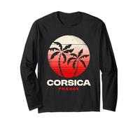 Corsica France Palm Tree Beach Sunset Design Long Sleeve T-Shirt