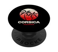 Corsica France Palm Tree Beach Sunset Design PopSockets Adhesive PopGrip