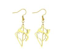 Corsica Moor's Head Dangle Earrings Stainless Steel Tête de Maure Corse Regional Symbol Drop Jewellery For Women Men (Gold Colour-3)