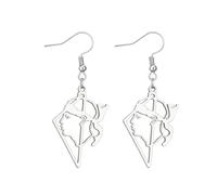 Corsica Moor's Head Dangle Earrings Stainless Steel Tête de Maure Corse Regional Symbol Drop Jewellery For Women Men (Silver Colour-3)