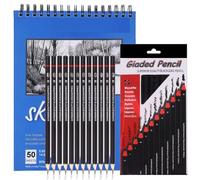 Corslet 13 Pieces Drawing Kits 12 Drawing Pencils Sketch Sketch Kit Graphite Sketch Kit Stationery for Adults Professional Artist Kit and 50 Sheets 100 Pages Sketchbook