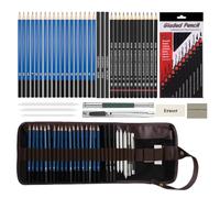 Corslet 41 Pieces Professional Sketching Kit for Artist Drawing Art Tool with Graphite Pencils, Charcoal Pencils, Paper Erasable Pen, Craft Knife Lightwish (With Canvas Rolling Pouch)