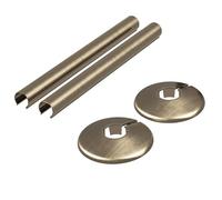 Corso Bathrooms Antique Brass Radiator Pipe Covers and Collars | 15mm Diameter | 200mm Length | 2 Pack | Pair | Antique Brass Finish