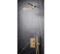 Corso Bathrooms Apres Brushed Brass Round Handle, Built-In Shower Valve Handset & Wall Mounted Head