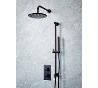Corso Bathrooms Apres Dual Function Concealed Shower Valve Matt Black - Complete Shower System - Fixed Head, Slide Rail And Handset - Matt Black