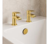 Corso Bathrooms Belantia Brushed Brass Bath Taps (Pair) Hot And Cold Separates