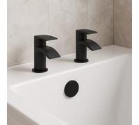 Corso Bathrooms Belantia Matt Black Bath Taps (Pair) Hot And Cold Separates