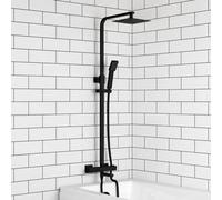 Corso Bathrooms Beulah Square Thermostatic Matt Black Dual Head Shower And Bath Filler - 3-In-1
