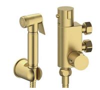 Corso Bathrooms Bidet Douche & Thermostatic Bar Valve With Spray Kit Brushed Brass