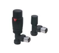 Corso Bathrooms Black Angled Trv Thermostatic Radiator Valve And Manual Angled Valve 15mm X 1/2