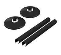 Corso Bathrooms Black Radiator Pipe Covers and Collars, 15mm, 200mm Length, 2 Pack