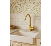Corso Bathrooms Bronx Brushed Brass Kitchen Sink Mixer Tap Single Lever Swan Spout