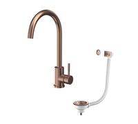Corso Bathrooms Bronx Brushed Bronze Mono Kitchen Tap With Waste And Overflow Covers