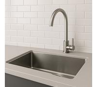 Corso Bathrooms Bronx Brushed Stainless Steel Kitchen Sink Mixer Tap Single Lever Swan Spout
