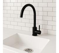 Corso Bathrooms Bronx Matt Black Kitchen Sink Mixer Single Lever Swivel Spout