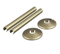 Corso Bathrooms Brushed Brass Radiator Pipe Covers and Collars |15mm | 200mm Length | 2 Pack (Pair) | Brushed Brass Finish