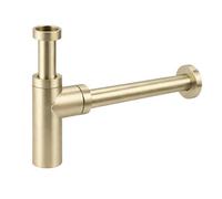 Corso Bathrooms Brushed Brass Round Bottle Trap 1 1/4, Round Decorative P-Trap, Adjustable Waste Traps Plumbing Drain Tube For Bathroom Sink